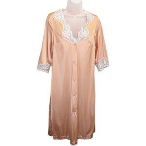 Vintage Midcentury Mod Peach Robe Size Small Retro Bell Sleeve Boho Duster